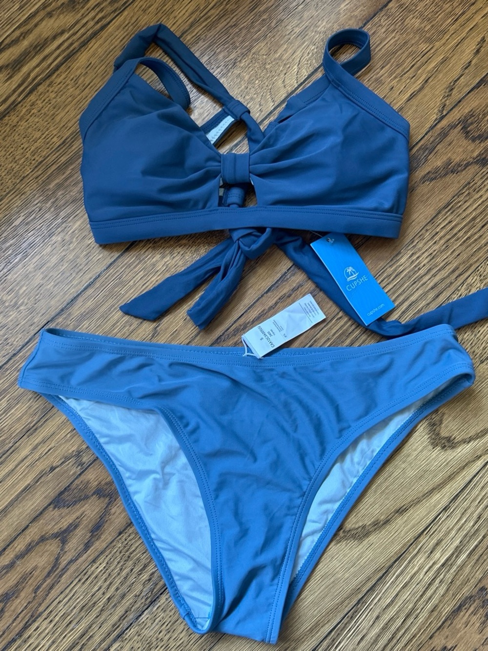 NWT Cupshe Teal Blue Tie-Back Bikini Set